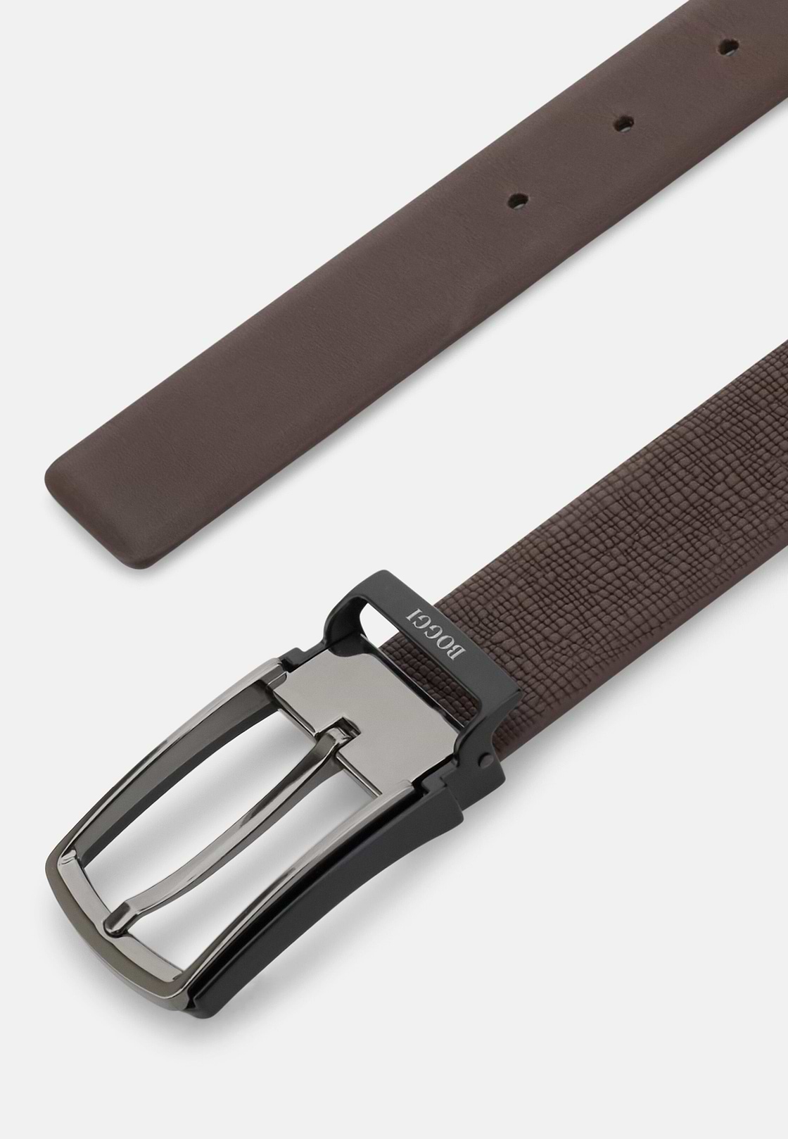 Reversible Leather Belt, Dark brown, hi-res, 2