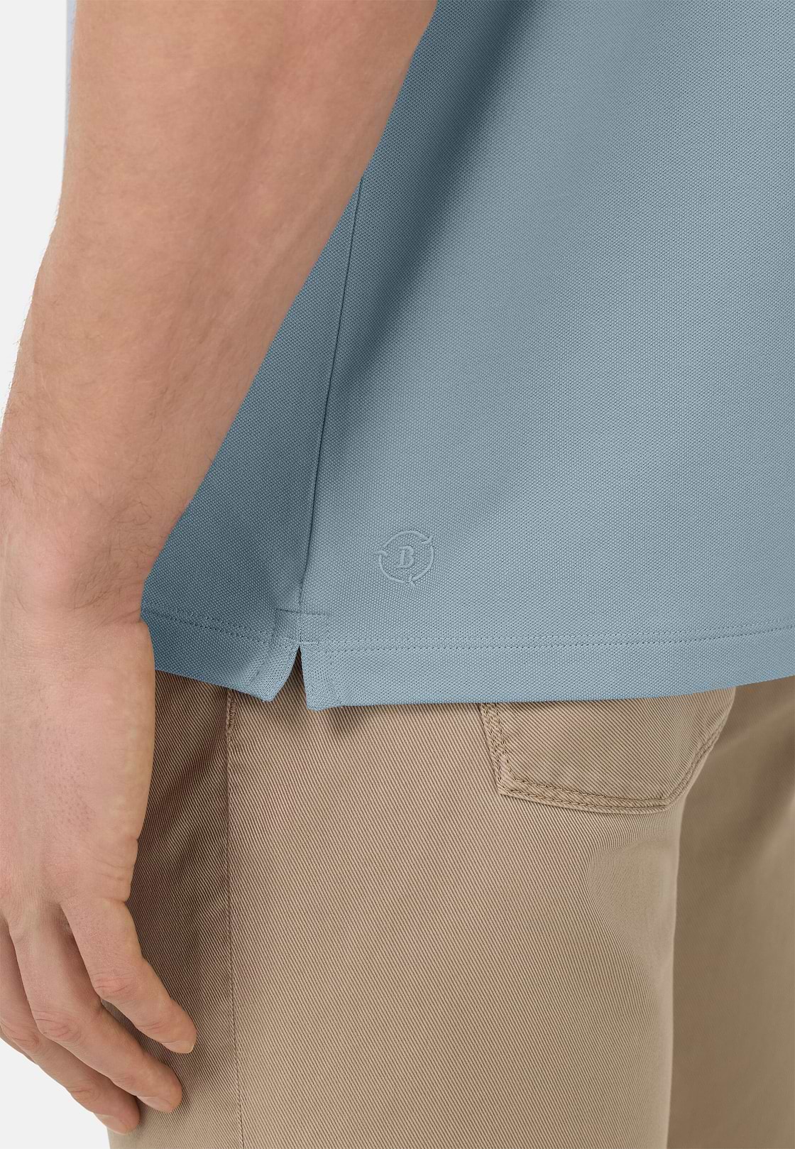 S.Cafè® High-Performance Piqué Polo Shirt, Light Blue, hi-res