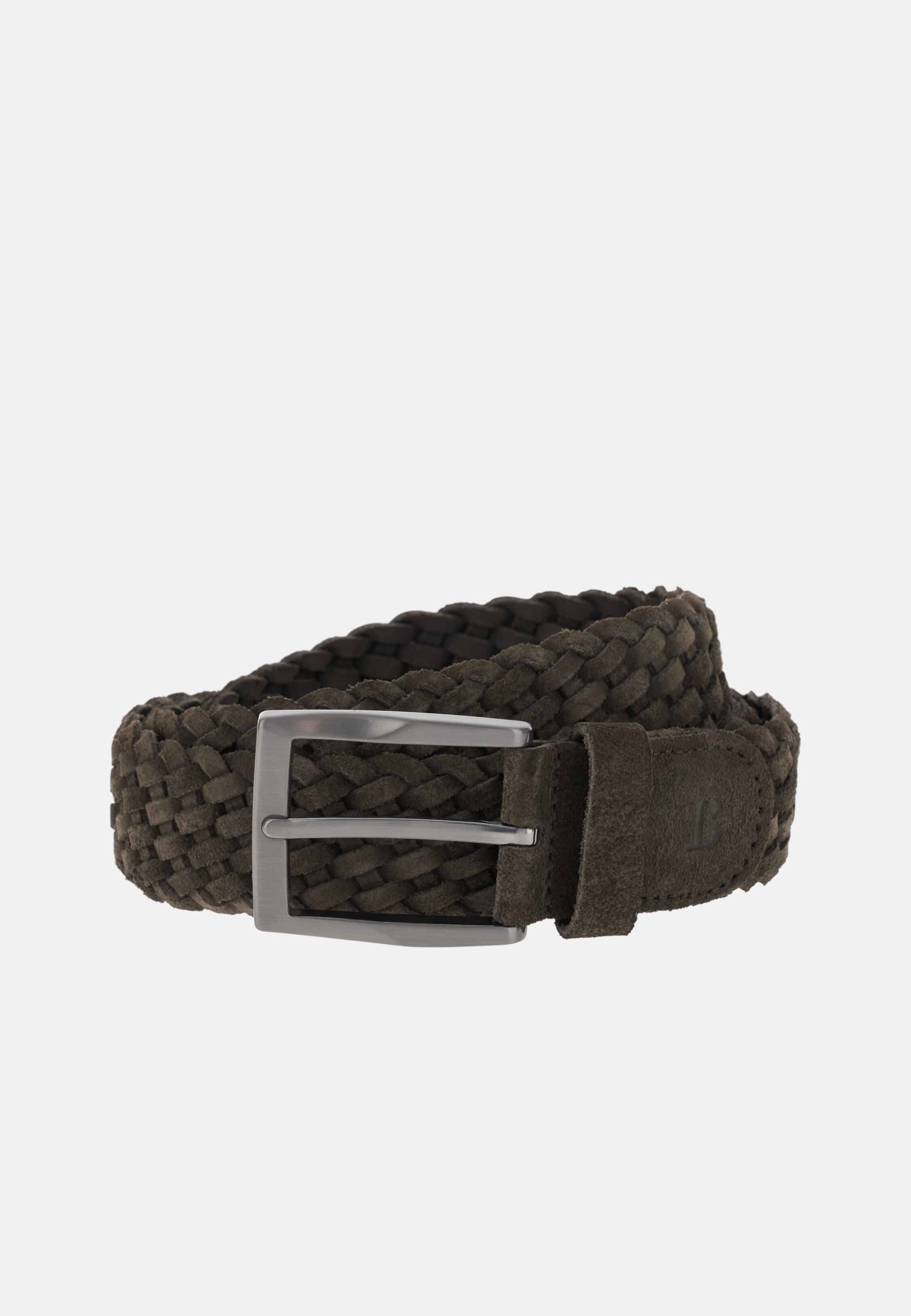 Men's Woven Suede Belt, Dark brown | Boggi Milano