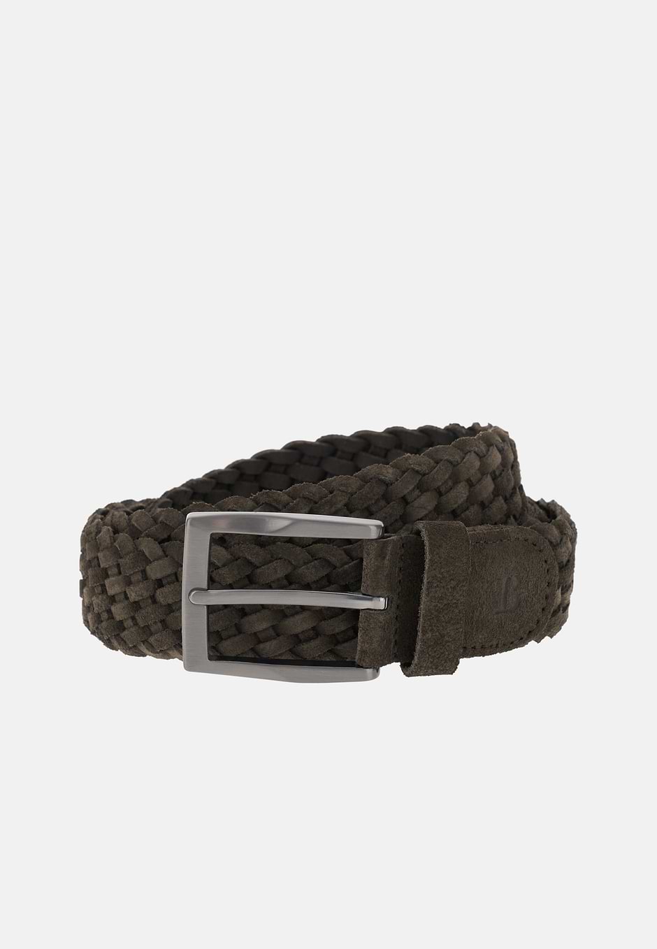 Woven Suede Belt, Dark brown, hi-res