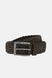 Woven Suede Belt, Brown, thumb, 1
