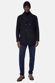 Peacoat In Wool, Navy blue, hi-res