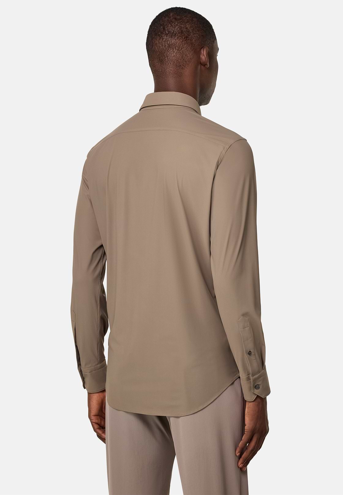 Slim Fit Stretch Nylon Shirt, Taupe, hi-res