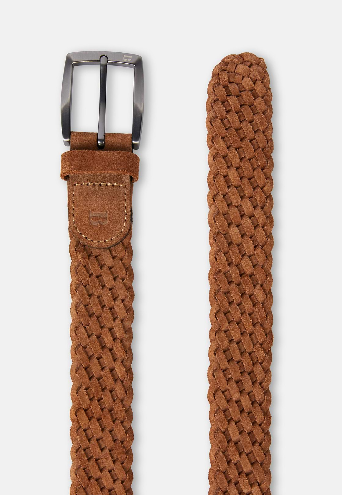 Woven Suede Belt, Light Brown, hi-res