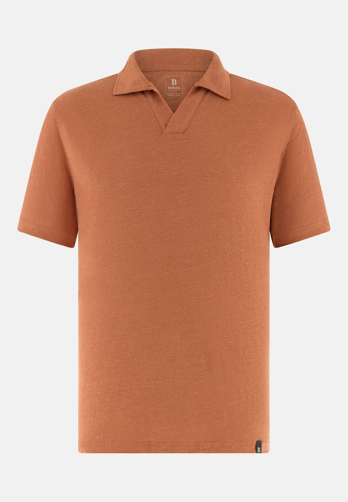 Polo In Jersey Di Lino Elasticizzato, Rosso, hi-res, 5