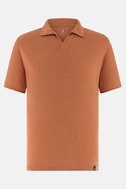 Polo In Jersey Di Lino Elasticizzato, Rosso, thumb, 5