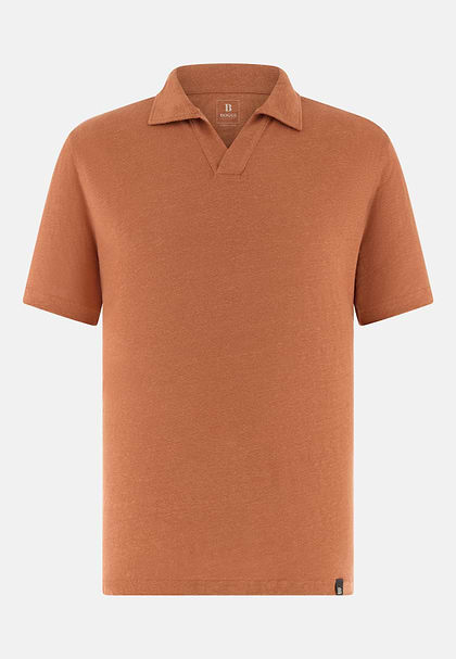 Koszulka polo z rozciągliwego lnianego dżerseju, Red, hi-res