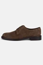 Suede Leather Derby Style Shoes, Brown, hi-res