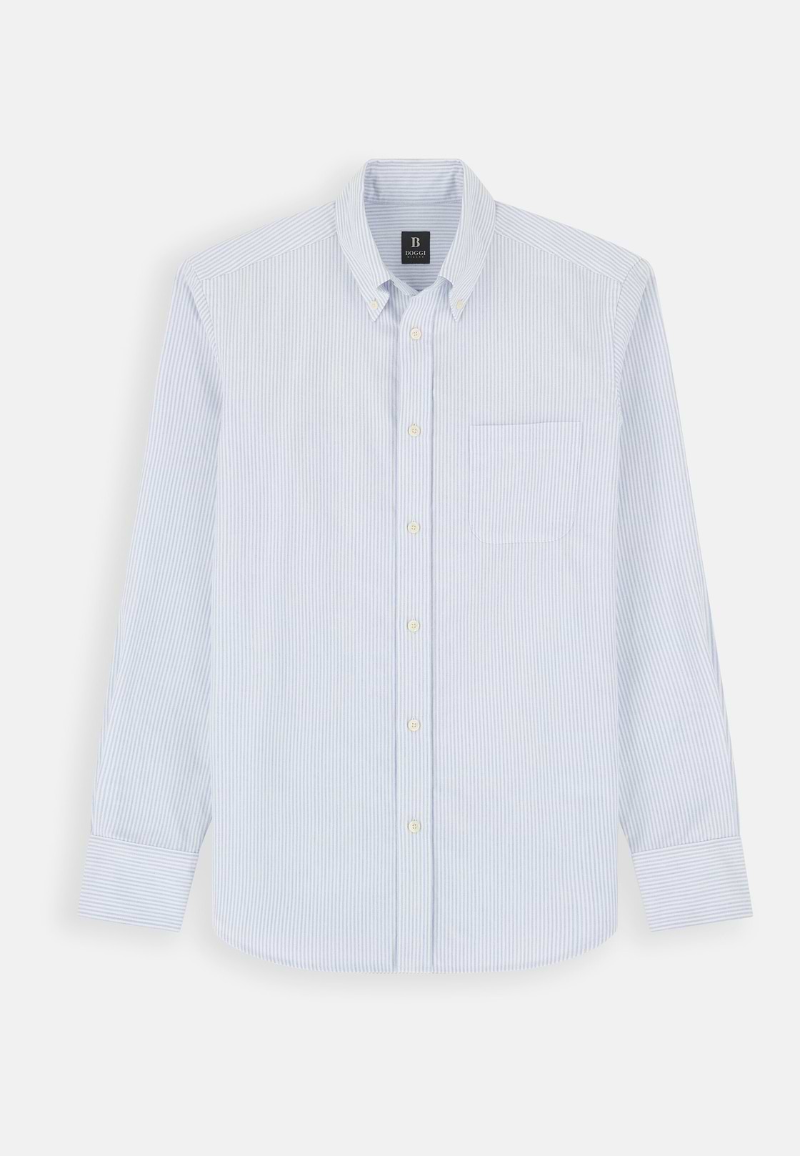 Overhemd Gestreept Oxford Katoen Regular Fit, Light Blue, hi-res, 7