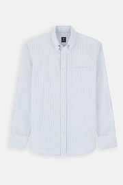 Overhemd Gestreept Oxford Katoen Regular Fit, Light Blue, thumb, 7