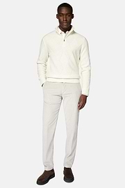 Trousers in Stretch Velvet, Light grey, hi-res