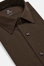 Regular Fit Wool Shirt, Brown, hi-res