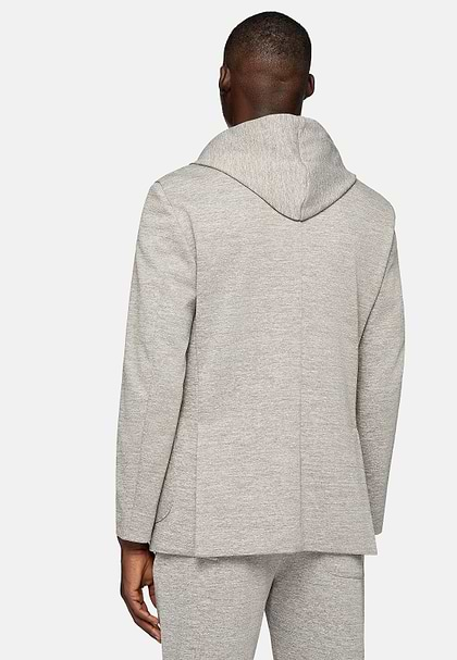 Dove Grey Madison Cotton Blend Sweatshirt Jacket, Taupe, hi-res