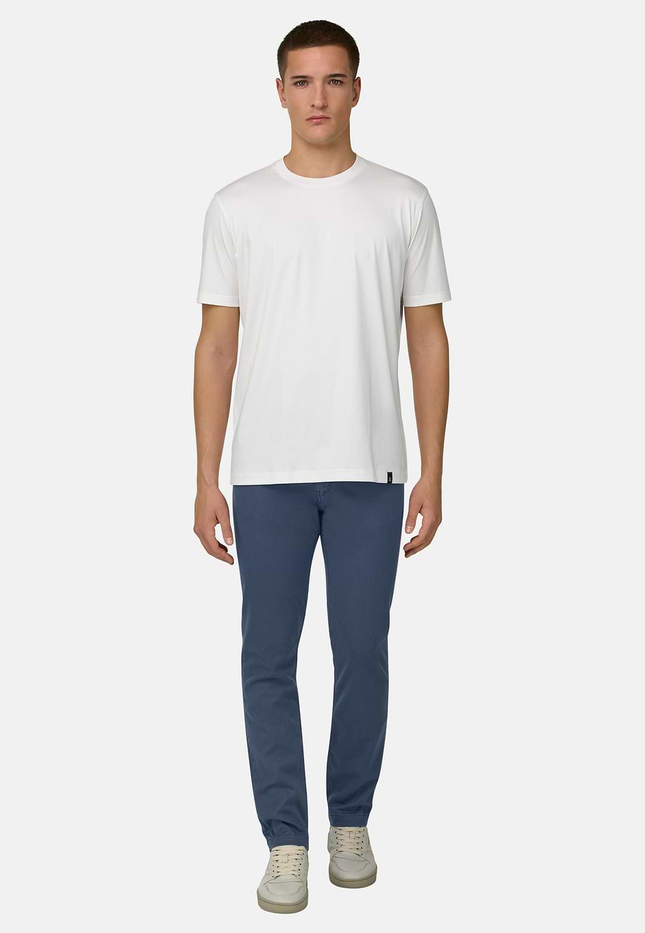 T-shirt In Misto Seta, Bianco, hi-res