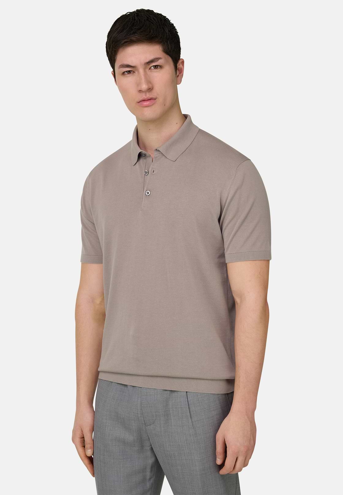 Polo In Cotone Crepe, Taupe, hi-res, 1