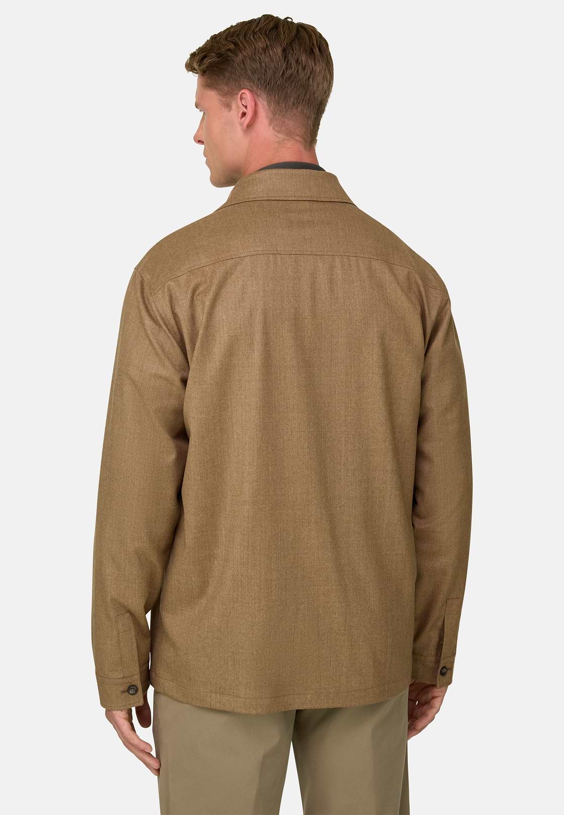 Shacket in Wool Flannel, Biscuit, hi-res, 4