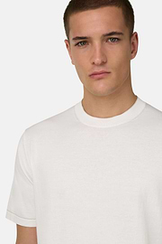 Strick-T-Shirt Aus Baumwollkrepp, Weiß, thumb, 4