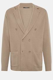 Taupe Knitted Merino Wool Double-Breasted Jacket, Taupe, hi-res