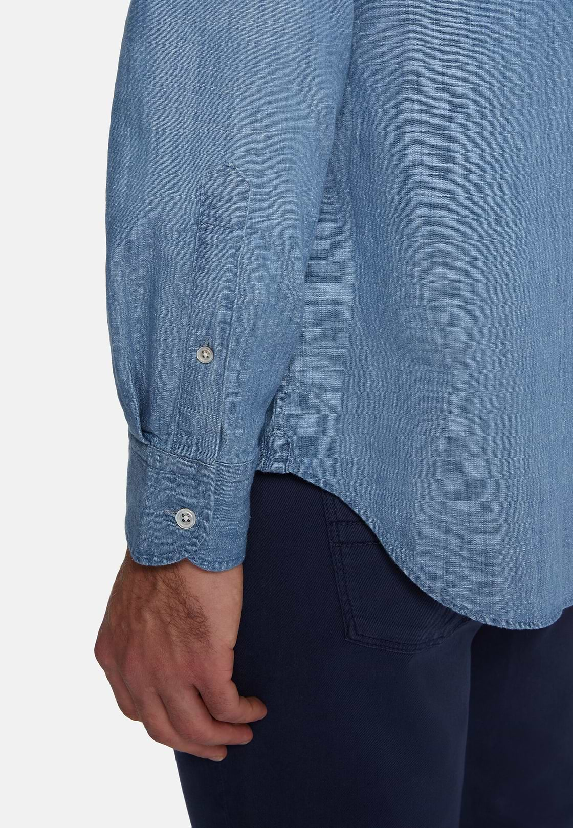 Regular Fit Cotton Denim Shirt, Indigo, hi-res