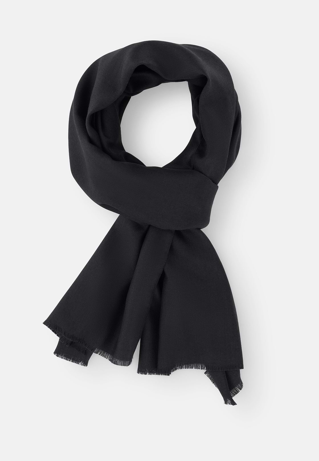 Scarf in Wool and Silk, Black, hi-res, 2