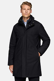 Car Coat In Padded Technical Fabric, Navy blue, hi-res