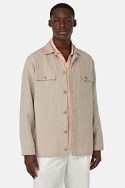 Linen Camp Overshirt, Sand, hi-res