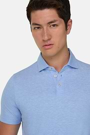 Cotton Linen Polo, Light Blue, thumb, 4