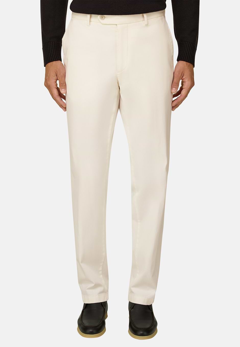 Trousers in Stretch Cotton, OFFWHITE, hi-res