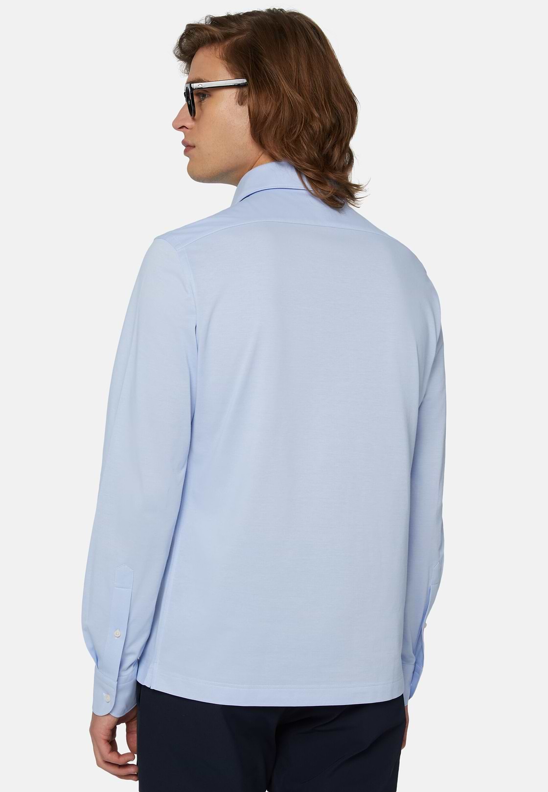 Polo Aus Japanischem Jersey, Hellblau, hi-res