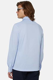 Polo Aus Japanischem Jersey, Hellblau, hi-res