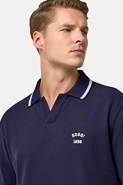 Polo En Piqué De Coton., bleu marine, hi-res