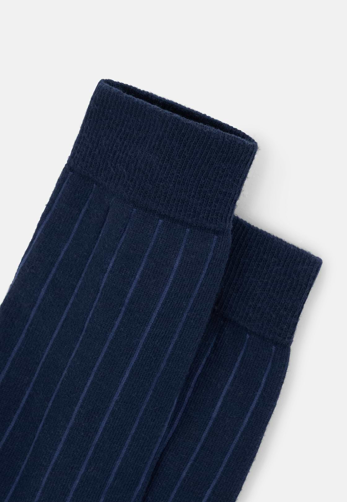 Short Socks Pinstripe Cotton Blend, Navy blue, hi-res, 3