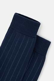 Short Socks Pinstripe Cotton Blend, Navy blue, thumb, 3