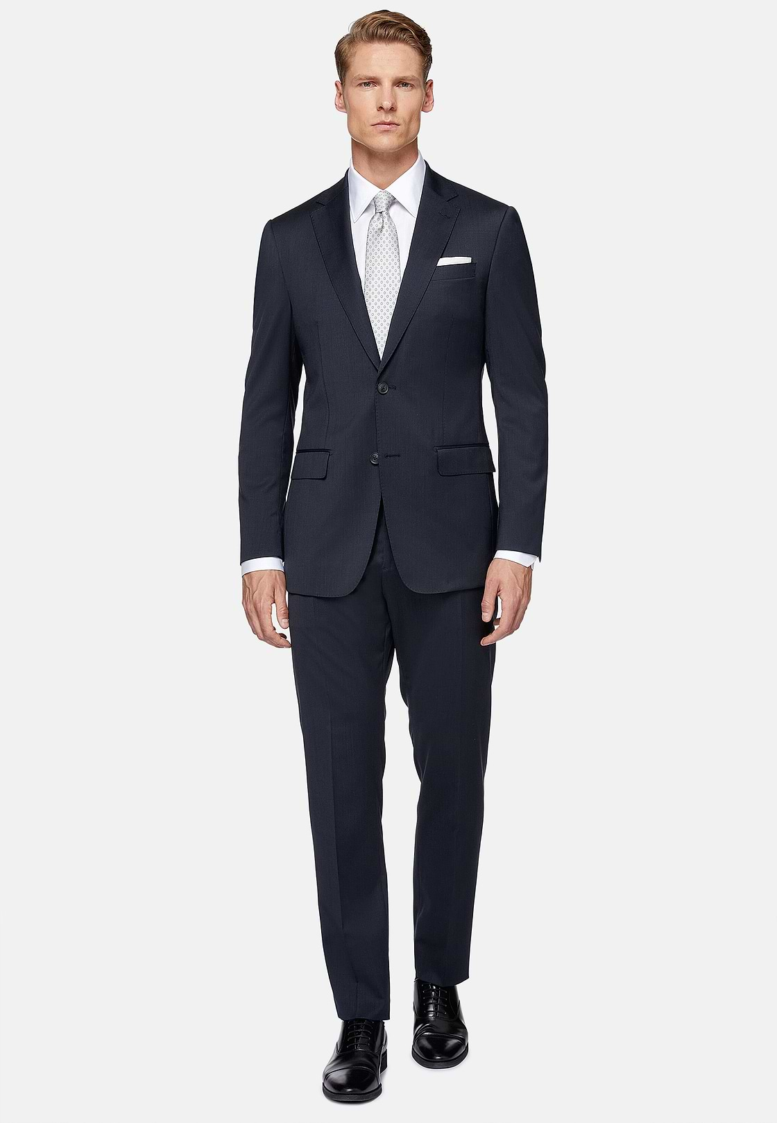 Blue Pinstripe Stretch Wool Suit, Navy blue, hi-res