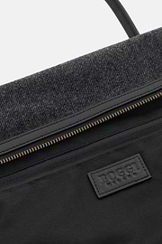 Duffle Bag in Leather and Wool Blend, Charcoal, thumb, 5
