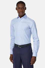 Chemise À Rayures En Coton Regular Fit, Bleu clair, hi-res