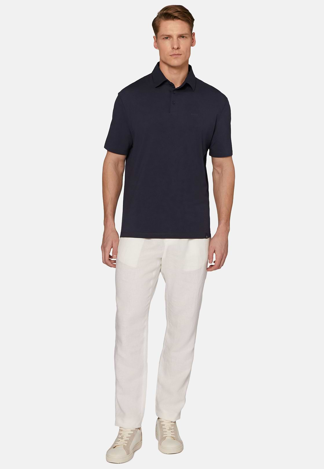 Polo Shirt In Stretch Supima Cotton, Navy blue, hi-res