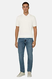 Polo Di Maglia In Cotone Seta, Bianco, thumb, 2