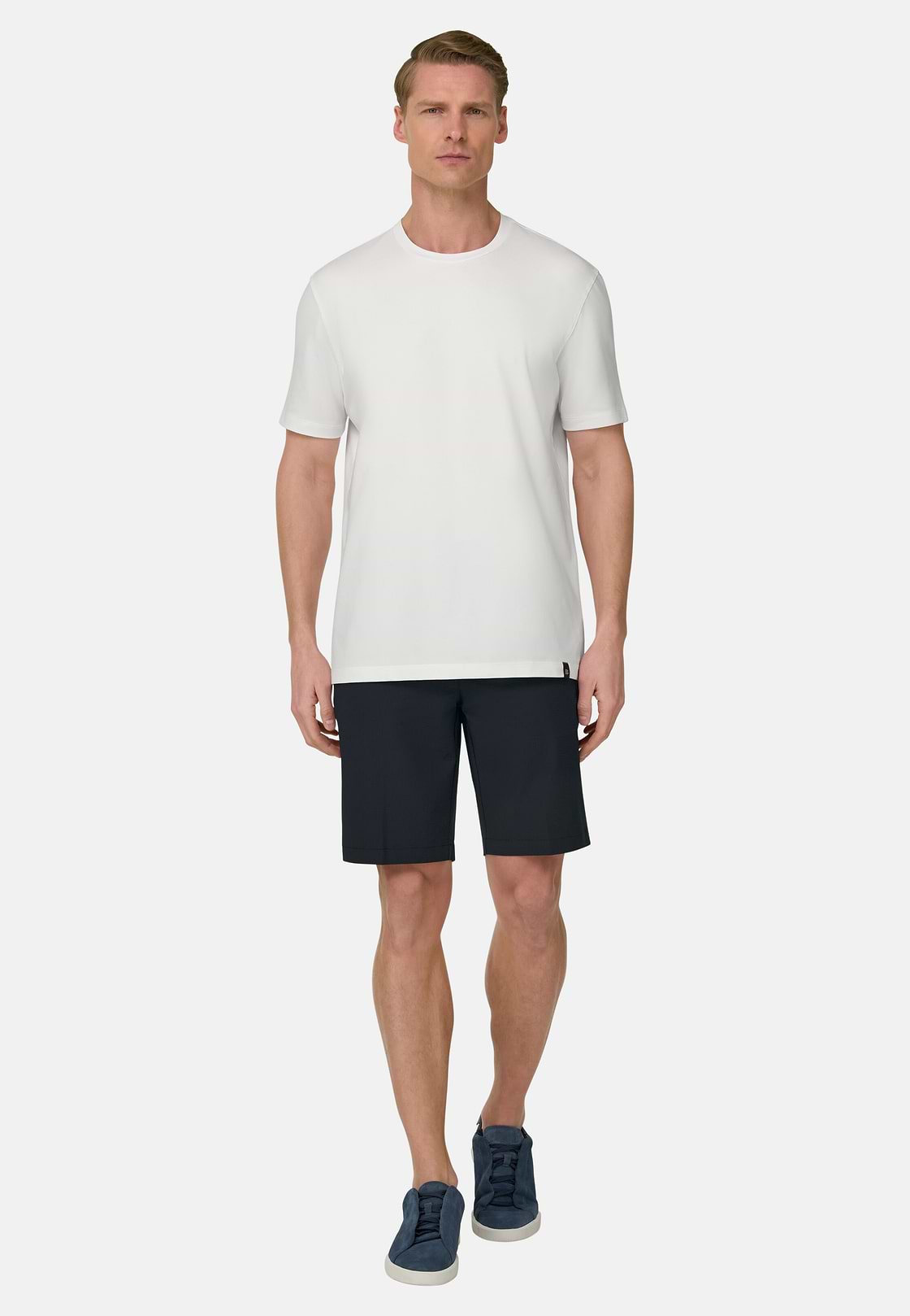 Bermudashorts aus elastischem Seerzucker-Nylon B Tech, Navy blau, hi-res, 2