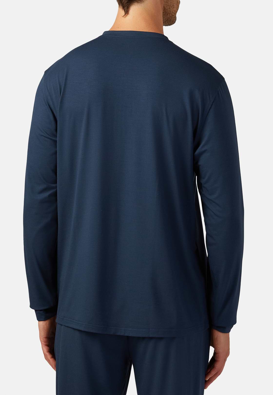 T-shirt Pigiama In Misto Viscosa Manica Lunga, Navy, hi-res