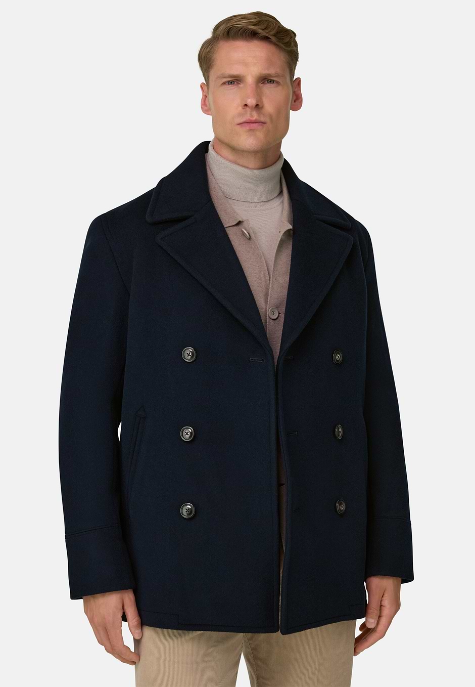Peacoat in Wool, Navy blue, hi-res