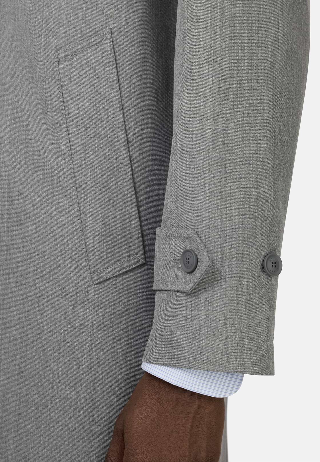 Pea Coat In Technical Wool, Grey, hi-res