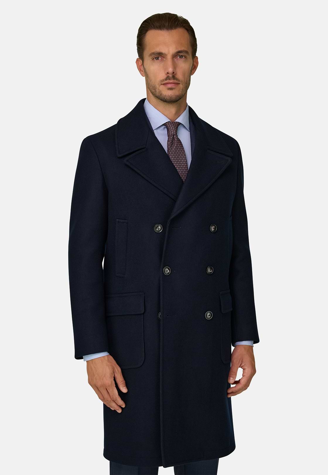 Double-Breasted Wool Coat, Navy blue, hi-res, 1