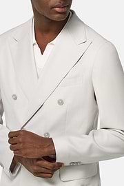 Double-Breasted Grisaille Suit in Pure Wool, Ice, hi-res