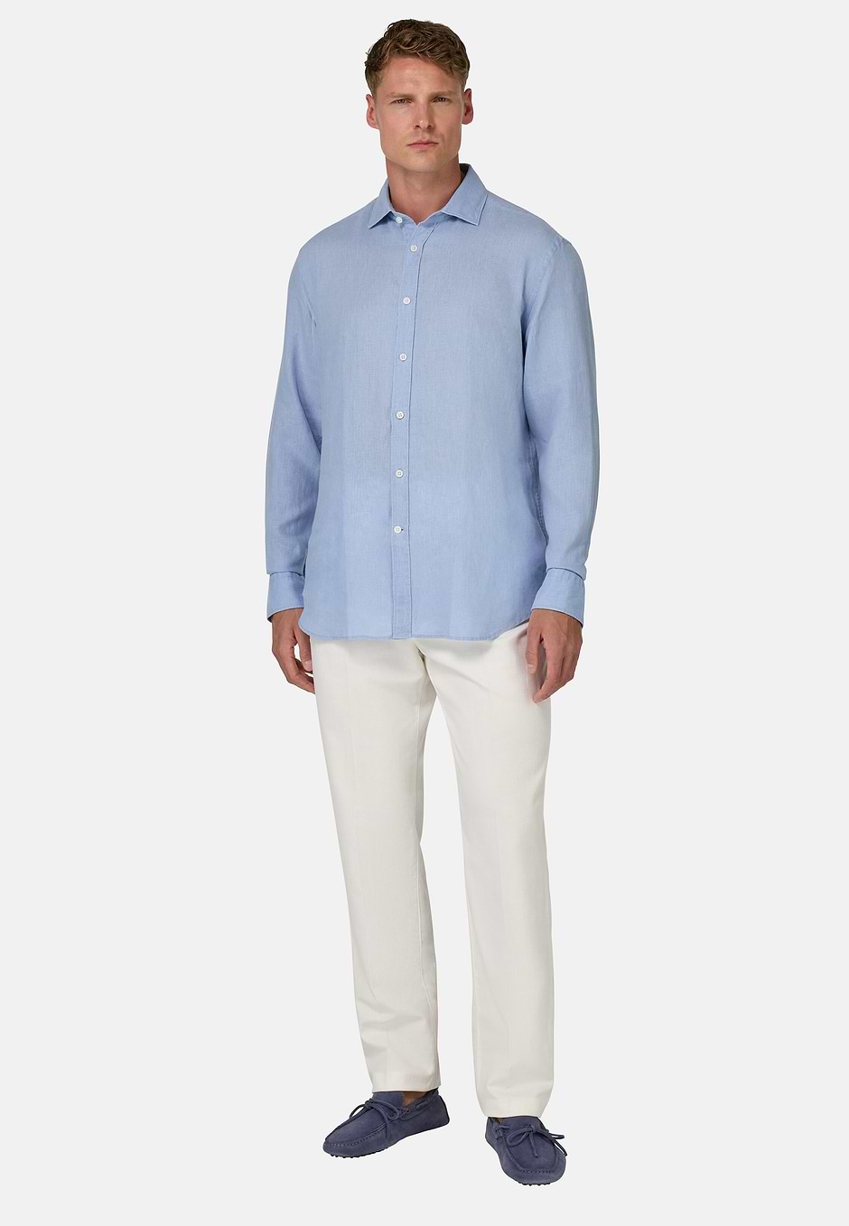 Regular Fit Linen Shirt, Light Blue, hi-res