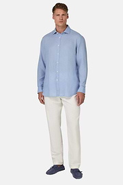 Regular Fit Linen Shirt, Light Blue, hi-res