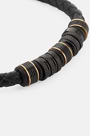 Braided Leather Bracelet, Black, thumb, 2