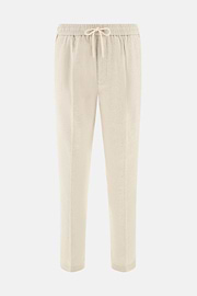 Pantaloni City In Cotone Lino, Sabbia, thumb, 5