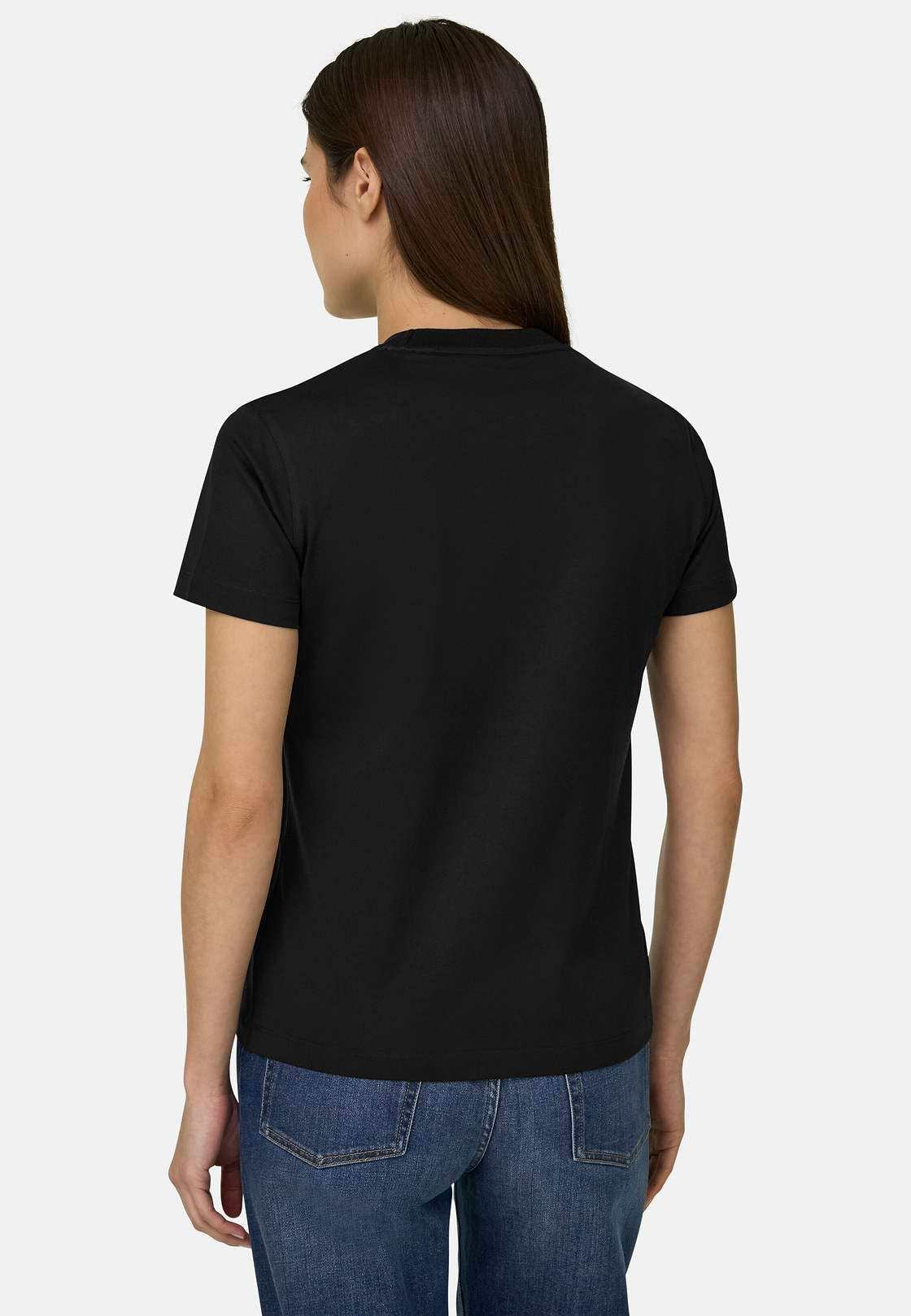 Cotton Silk T-shirt, Black, hi-res, 3