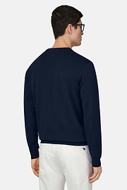 Cotton Crew Neck, Navy blue, thumb, 3